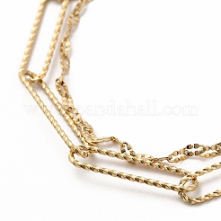 Ion Plating(IP) 304 Stainless Steel Paperclip & Dapped Chains Double Layer Multi-strand Bracelet for Women&nbsp;BJEW-E074-04G