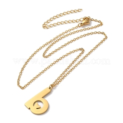 304ステンレススチールペンダントネックレス  文字L  文字B  15.75インチ（40cm）  ペンダント：23.5x14.5x1.5mm&nbsp;NJEW-H036-02G-B
