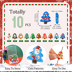 10個 10スタイル クリスマステーマ 手作りランプワークビーズ  クリスマスツリー  ミックスカラー  25~26.5x18.5~22.5x6.5~7.5mm  穴：1.2~1.8mm  1個/スタイル&nbsp;LAMP-TA0001-44B