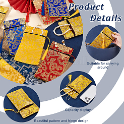 8Pcs 4 Colors Ethnic Style Silk Sutra Book Zipper Pouch&nbsp;ABAG-GA0001-26