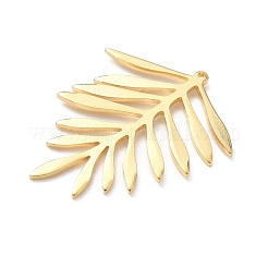 真鍮チャーム  鉛フリー＆カドミウムフリー  葉  24KGP本金メッキ  31.5x25x1.5mm  穴：1mm&nbsp;KK-H083-08G