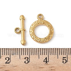 304ステンレススチールトグル留め具  ゴールドカラー  フラットラウンド  16.5x13x2.5mm  穴：1.5mm&nbsp;STAS-Z153-03G-02
