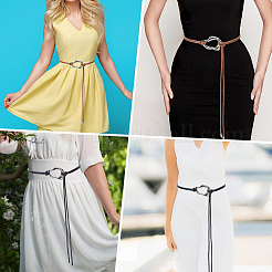 2Pcs 2 Colors Alloy Irregular Oval Pendant Imitation Leather Cord Wrap Chain Belts&nbsp;AJEW-GF0011-97