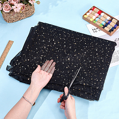 ポリエステルガーゼ生地  衣類用アクセサリー  星の模様  ブラック  1880x0.2mm  約10ヤード/個&nbsp;DIY-WH0759-44B