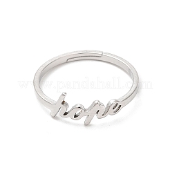 Non-Tarnish 304 Stainless Steel Word Hope Adjustable Ring&nbsp;RJEW-L107-027P