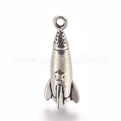 チベット風亜鉛合金チャーム  ロケット  アンティークシルバー  25x9x9mm  穴：1.5mm&nbsp;X-PALLOY-P178-20AS