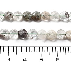 天然グリーンロドライトクォーツビーズ連売り  ファセットコインビーズ  フラットラウンド  6~7.5x4~5.5mm  穴：0.8~1mm  約56~70個/連  15.31~16.10インチ（38.9~40.9cm）&nbsp;G-C179-A19-02