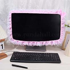 ポリエステルレースコンピュータフレームカバー1個  蝶結び  パールピンク  840~880x68~76x7.5~18.5mm&nbsp;AJEW-CN0007-75A