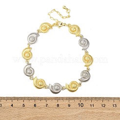女性用真鍮リンクチェーンブレスレット  プラチナ·ゴールデン  巻き貝  7-1/4インチ（18.4cm）  リンク：17.5x10x3.5mm&nbsp;BJEW-G762-01GP-01