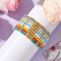 Electroplate Glass Beads Beaded Stretch Bracelets&nbsp;BJEW-JB10955