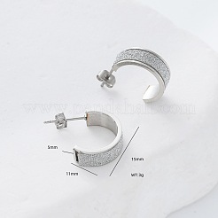 304ステンレススチールスタッドピアス  曇ったC字型  ステンレス鋼色  15x11mm&nbsp;JA5622