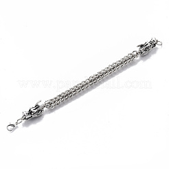 メンズアロイウィートチェーンブレスレット  カニカン付き  ドラゴン  アンティークシルバー  8-1/2インチ（21.5cm）&nbsp;BJEW-T014-09AS