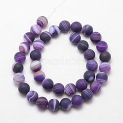 Natural Striped Agate/Banded Agate Bead Strands&nbsp;X-G-K166-12-6mm-02
