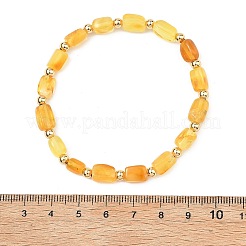 Natural Amber Cuboid Beads Stretch Bracelets for Women Men&nbsp;BJEW-JB13639-01