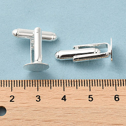 真鍮製カフボタン  アパレルアクセサリのカフスボタンパーツ  銀色のメッキ  16x10mm&nbsp;KK-C2914-S