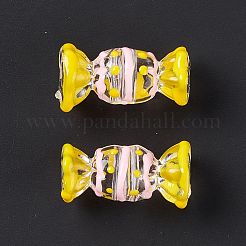 透明なアクリルビーズ  手描きのビーズ  エナメル  キャンディ  きいろ  29.5x14x15.5mm  穴：5mm&nbsp;FIND-E028-02B