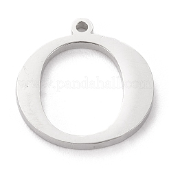 変色防止304ステンレススチールレターペンダントラインストーンセッティング  ステンレス鋼色  文字.o  o：16x15x1.5mm  穴：1.2mm  1.6mmのラインストーンに適する&nbsp;LS-STAS-J028-01O