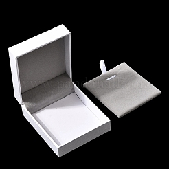 ペンダント用のスポンジが入った厚紙紙のジュエリー梱包箱  長方形  ホワイト  8.1x6.8x3.5cm&nbsp;CBOX-F007-01A