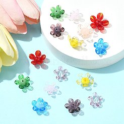 16個8色手作りランプワークビーズ  花  ミックスカラー  14.5~15.5x15~16x7~8mm  穴：1.5mm  2個/カラー&nbsp;LAMP-FS0001-26