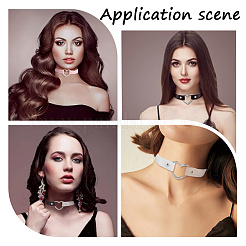 6Pcs 6 Styles Adjustable Gothic Two Tone PU Leather Alloy Heart Choker Necklaces for Women&nbsp;NJEW-CL0007-07