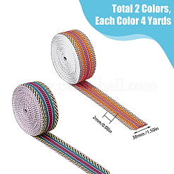 2Pcs 2 Colors Flat Ethnic Style Polyester Stripe Ribbon&nbsp;SRIB-DC0001-01