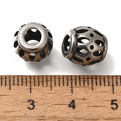 304ステンレススチールヨーロピアンビーズ  大穴ビーズ  ロンデル  アンティークシルバー  9.5x9.5mm  穴：4mm&nbsp;STAS-D191-08G-AS