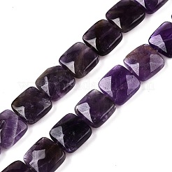 天然石アメジストビーズ連売り  多面カット正方形  12~12.5x12~12.5x5.5~6mm  穴：1.2mm  約17個/連  8.07~8.4''（20.5~21センチメートル）&nbsp;G-T138-168
