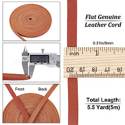 フラットレザージュエリーコード  ジュエリーDIY製版材料  サドルブラウン  8x2mm  約5.47ヤード（5m）/ロール&nbsp;WL-GF0001-07A-01