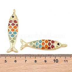 真鍮製エナメルペンダント  魚のチャーム  ラックめっき  長持ちメッキ  鉛フリー＆カドミウムフリー  18KGP本金メッキ  カラフル  41x11x6mm  穴：3.3mm&nbsp;KK-CBA3297-05C-G05