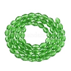 透明ガラスビーズ連売り  ライス  多面カット  ライムグリーン  8~9x5~6mm  穴：0.9~1mm  約67~68個/連  22.83~23.62インチ（58~60cm）&nbsp;GLAA-N071-01A-A10