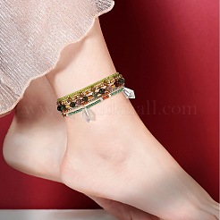 Sparkling Glass Seed Beads 5 Layered Anklet&nbsp;AJEW-SW00006-01