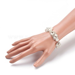 Natural White Moonstone Dangle Earrings and Bracelets Sets&nbsp;SJEW-JS00972