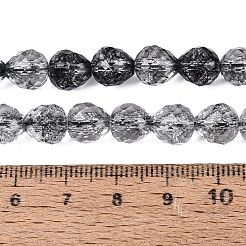 クラックル透明ガラスビーズ連売り  苺  多面カット  ブラック  8~9x7.5~8.5mm  穴：1.2~1.4mm  約41~43個/連  13.98~14.37インチ（35.5~36.5cm）&nbsp;GLAA-N068-04A-01