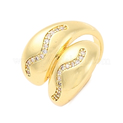 Brass Micro Pave Clear Cubic Zirconia Cuff Rings for Women&nbsp;RJEW-U047-29G