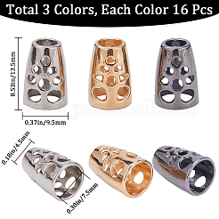 3色アイロンビーズコーン48個  コー​​ドが終了  クラスプ作成用エンドキャップ  ミックスカラー  13.5x9.5mm  穴：4.5mm  内径：7.5mm  16個/カラー&nbsp;IFIN-GF0001-35