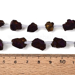 Electroplate Raw Rough Natural Amethyst Beads Strands&nbsp;G-Q610-06B