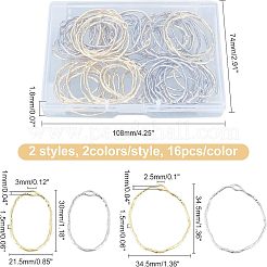 64 個 2 スタイル合金オープン バック ベゼル ペンダント  UVレジンDIY用  エポキシ樹脂  プレスジュエリー  リング＆オーバル  プラチナ·ゴールデン  32個/スタイル&nbsp;PALLOY-CA0002-30