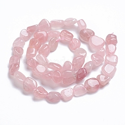 天然マダガスカル ローズクォーツビーズ連売り  タンブルストーン  ナゲット  5~11x4~9x4~10mm  穴：0.8mm  約45個/連  15.75インチ（40cm）&nbsp;G-G841-A07