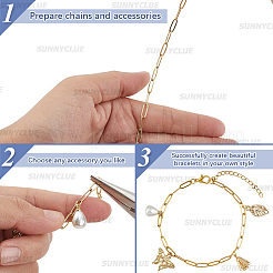 12Pcs 2 Colors 304 Stainless Steel Paperclip Chains Bracelets for Men Women&nbsp;BJEW-SC0001-63
