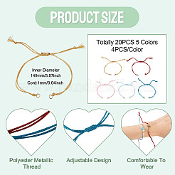 20Pcs 5 Colors Polyester Cord Braided Bracelet Making&nbsp;AJEW-TA00046