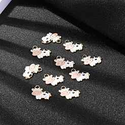 合金エナメルチャーム  ライトゴールド  牛  ホワイト  16x19x2.5mm  穴：2.5mm&nbsp;X-ENAM-S119-005A