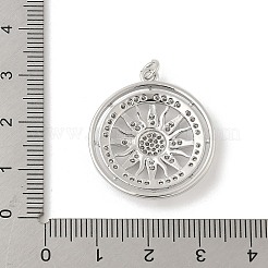 真鍮製マイクロパヴェキュービックジルコニアペンダント  太陽  丸カン付き  プラチナ  28x25x4.5mm  穴：3mm&nbsp;KK-Z111-02P