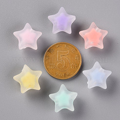 透明なアクリルビーズ  艶消し  二層ビーズ  スター  ミックスカラー  14x15x8.5mm  穴：2mm  約518個/500g&nbsp;TACR-S152-02C