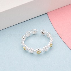 925 Sterling Silver Micro Pave Clear Cubic Zirconia Open Cuff Rings for Women&nbsp;STER-N016-137SG