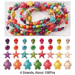 4 Strands 4 Styles Dyed Synthetic Turquoise Beads Strands&nbsp;G-FS0005-70