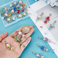 20Pcs 10 Colors Angel ABS Plastic Pearl & Acrylic & Alloy Pendant Decorations&nbsp;HJEW-PH02228