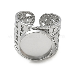 304ステンレススチールカフリング部品  丸いベゼルパッドリングセッティング  ステンレス鋼色  17mm  18mm  トレイのサイズ：14mm&nbsp;SA-CBA37BC-15D-P