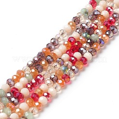 ガラスビーズ連売り  多面カット  ロンデル  クリムゾン  4~4.5x3.5mm  穴：1mm  約105~110個/連  38~39cm&nbsp;X-EGLA-A034-M4mm-05