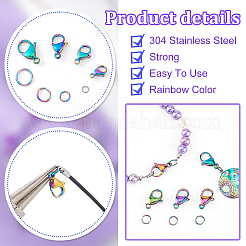 304 Stainless Steel Lobster Claw Clasps with Open Jump Rings&nbsp;STAS-PH0005-98