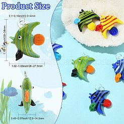 7個 7色 手作りガラスペンダント  熱帯魚  ミックスカラー  30~34x26~27.5x12.5~14.5mm  穴：2.5~4mm  1pc /カラー&nbsp;GLAA-CJ0002-99